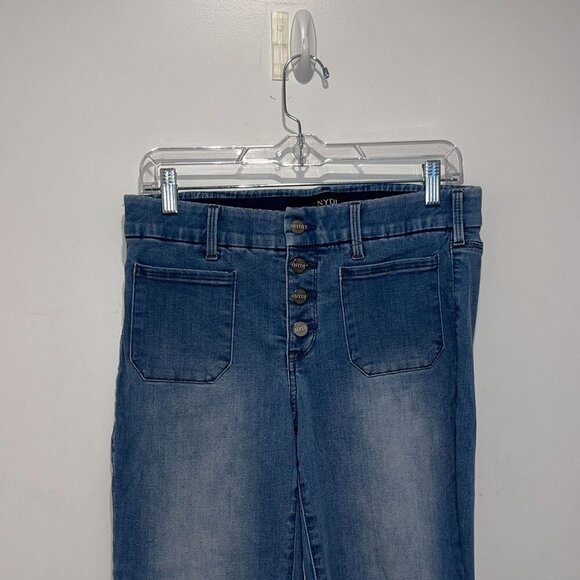 NYDJ Blue High-Rise Button-Fly Stretch Denim Straight Leg Women's Jeans Size S - Picture 2 of 10
